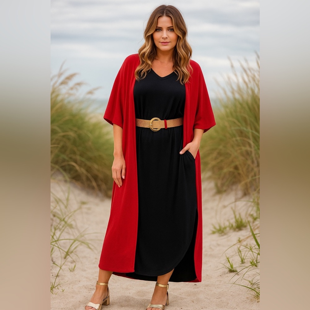 BN Zenana Oversized Short Sleeve Round Neck Black Maxi W/Pockets Various - Picture 1 of 9